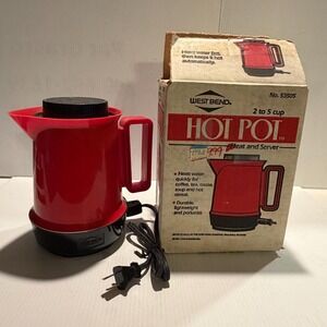 West Bend Vintage Hot Pot 36 Oz  2-6 Cup Plug In NOS New Old Stock TESTED Tea